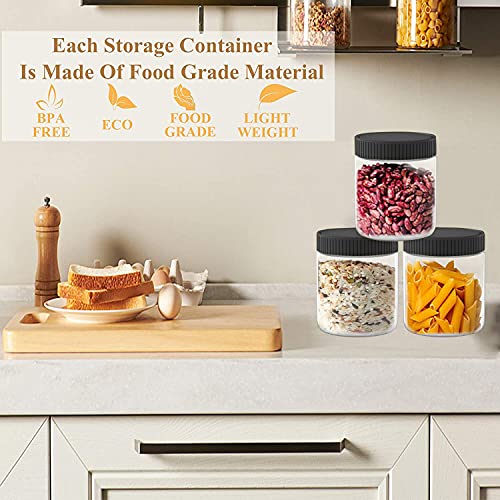6 Pack 16 Oz Plastic Jars with Black Lids