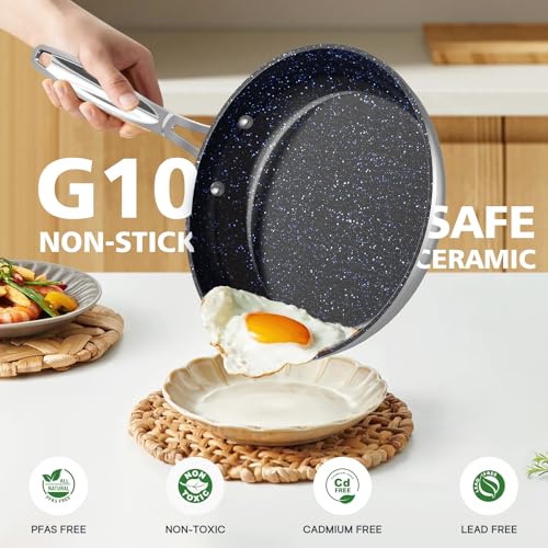 3-Piece 8”, 10”, 12” Forged Lightweight Frying Pan Set (3pc Fry Pan Set / Cool Gray)