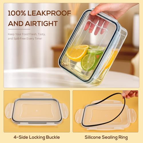 50PCS Thick Food Storage Containers with Airtight Lids for Meal Prep (405oz-25 Pack)