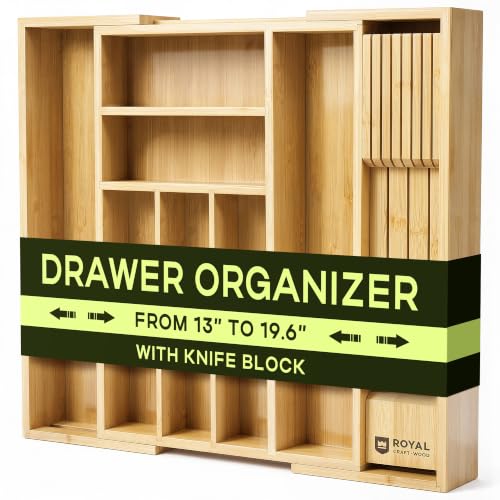 Drawer Organizer for Kitchen Organization (Natural / 8 Slot)