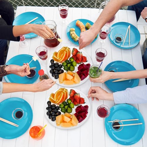 12 Pack Round Plastic Veggie Tray with Lid Fruit Tray 6 Divided Compartment Container Food Serving Dip Platter Reusable Catering Trays for Veggie Fruit Snack Party and Buffet Trays（Clear (Clear / 12inch)