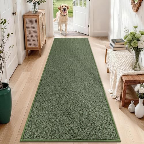 Hallway Runner Rugs Non (Green / 2'7"x10')
