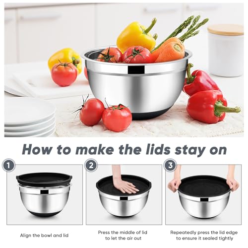 Mixing Bowls Salad Bowls with Airtight Lids (Black / Airtight Lids)