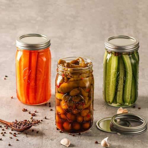12 Pack Wide Mouth Mason Jars 32 oz (32 oz-12Pack-Home)