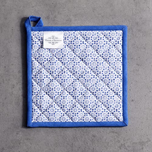 100% Cotton Oven Mitt & Pot Holder Set (087 - Passiflora / 7.5" x 13" & 8" x 8" (Oven Mitt & Pot Holder))