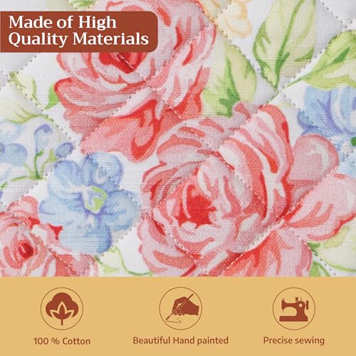 Pot Holders 100% Cotton Potholders (006 - Vintage Floral / 8" x 8" (Pot Holder Pack of 2))