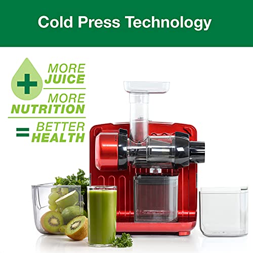 Juicer Cold Press 365 Slow Masticating Vegetable and Fruit Juice Extractor and Nutrition System Makes Nut Milks Baby Food and Sorbets (200-Watts / Red)