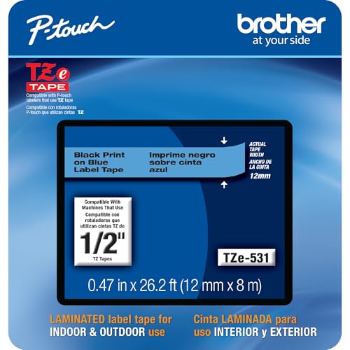 Genuine P touch (Black on Blue / 12mm (0.47”) / Pack of 1)