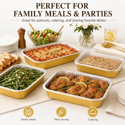 40 Pack 8.7"×6" Aluminum Pans with Lids Heavy Duty (40 Count)