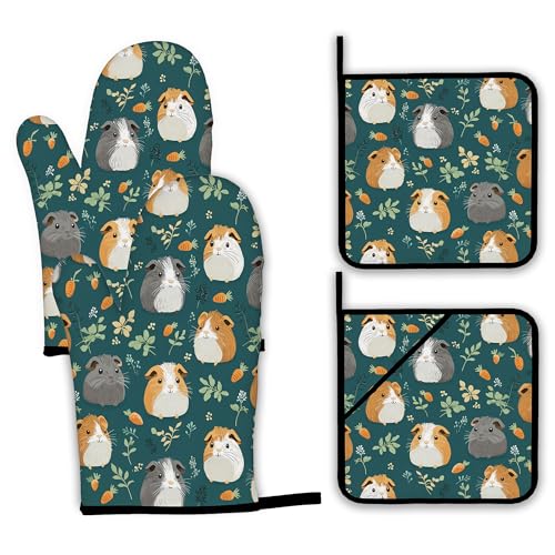 Cute Guinea Pig Oven Mitts and Pot Holders (4 Count)