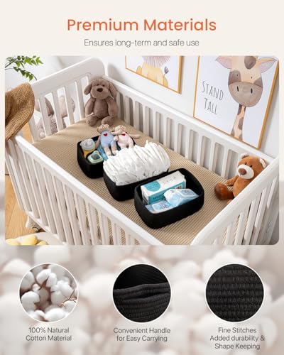 Small Woven Storage Basket for Organizing (Black / 12"L x 8"W x 4.5"H)