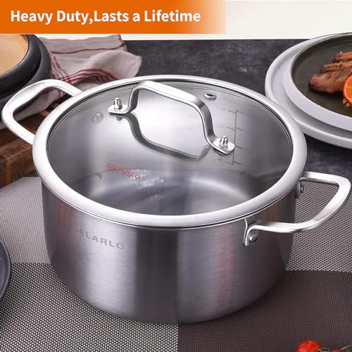 Tri ply Stainless Steel 5 Quart Heavy Duty Induction Stock Pot (Silver / 5 Quarts)