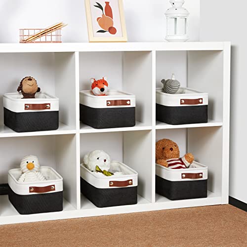 Small Storage Baskets 6 Pack (White&Black / Small/6P-11.8"x7.9"x5.1")
