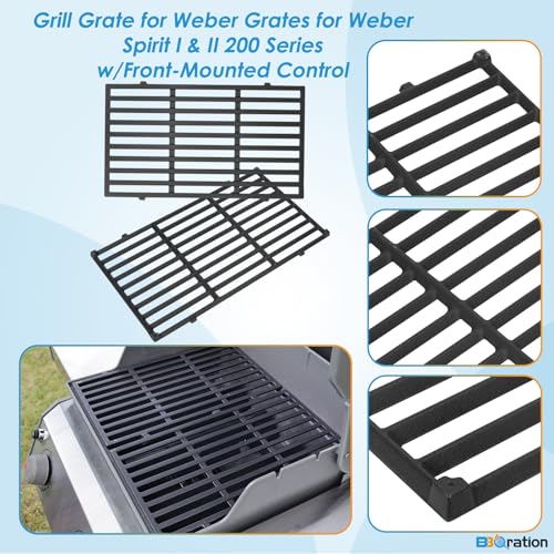 7637 17.5" Grill Grates Replacement for Weber Spirit I & II 200 Series (17 1/2" x 10 1/5"CI)