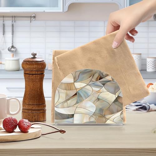 Abstract Stained Glass Pattern Napkin Holder for Table Paper Napkins Holder Acrylic Tissue Dispenser Kitchen Dining Room Bathroom Party Car Decor (NH069 / 4.1x4.9x1.97in)