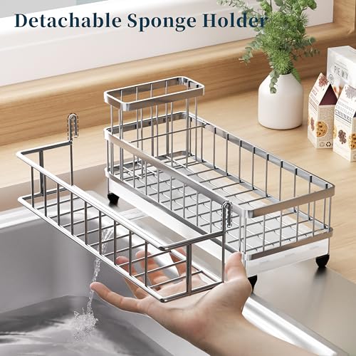 Sponge Holder for Kitchen Sink (Silver / X-Large)