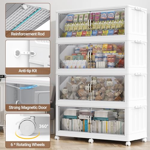 V60 1100QT Plastic Stackable Storage Bins with Lid (White / 220QT-5Pack)