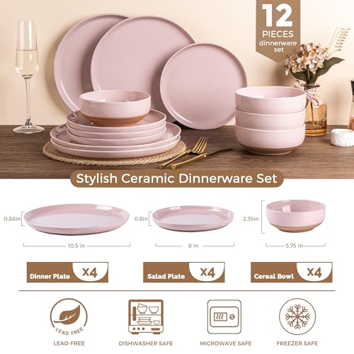 Dinnerware Sets for 4 (Cloud Pink / Service For 4(12Pcs))