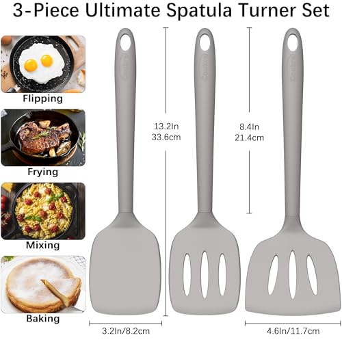 3 Pack Silicone Spatula Set (PureGray)