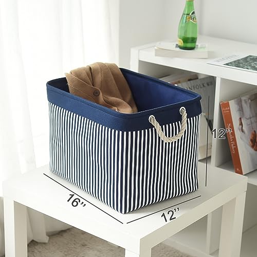 Organization and Storage Basket for Shelves (Navy Patchwork / Large Cube-2 Pack)