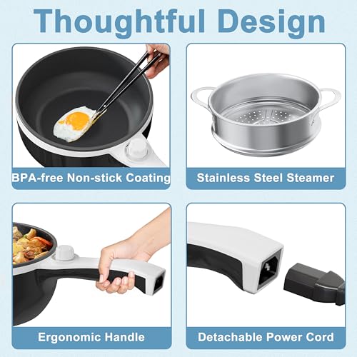Hot Pot Electric with Steamer (1.5 L (With Steamer) / Black 2)