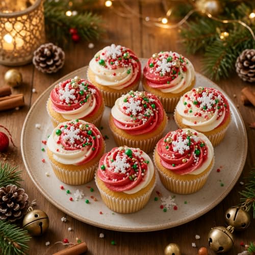 Christmas Mixed Sprinkles Edible Pearls Cake Decorations Cupcake Toppers Cookie Decorating Perfect for Wedding Party Valentine Halloween Christmas Supplies 4.58OZ (Christmas)