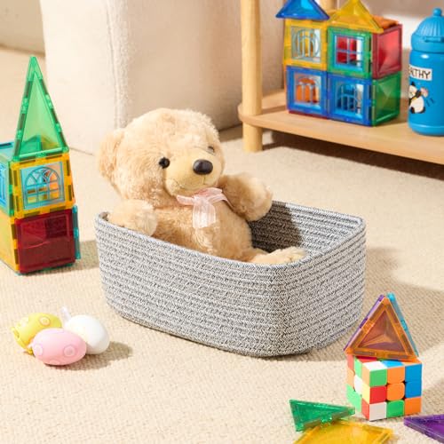 Small Storage Baskets for Organizing (4pcs-L11.5xW7.5xH4.7" / Grey)