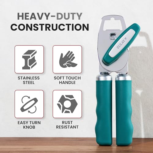 Heavy Duty Stainless Steel Can Opener Manual with Bottle Opener