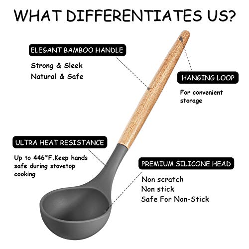 Silicone Cooking Kitchen Utensils Set (Gray)