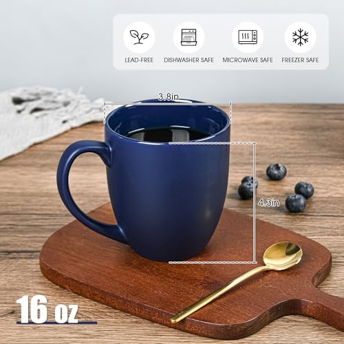 16oz Coffee Mugs Set of 6 (Matte Blue)