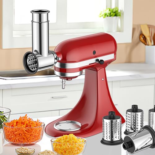 Stainless Steel Slicer Shredder Attachment for KitchenAid Mixer (Silver)