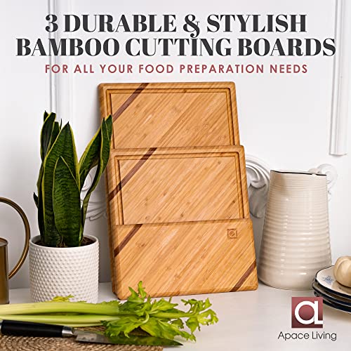 Chorus Bamboo Cutting Board Set with Juice Groove (Premium Chic Bamboo)