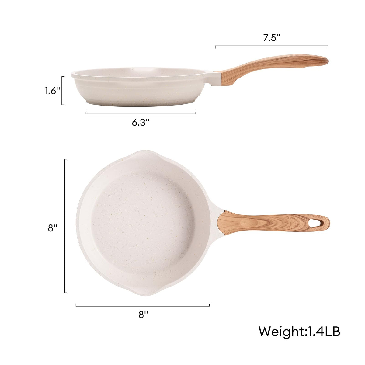 8 Inch Nonstick Frying Pan Easy Clean Small Egg Pan Skillet (Beige / 8")