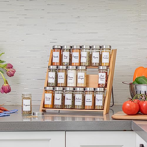 18 Jar Bamboo Compact Spice Rack with Spices Included & 5