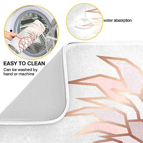 Super Absorbent Dish Drying Mat (Rose Gold Pineapple On Pink White Marble / 18" x 24")