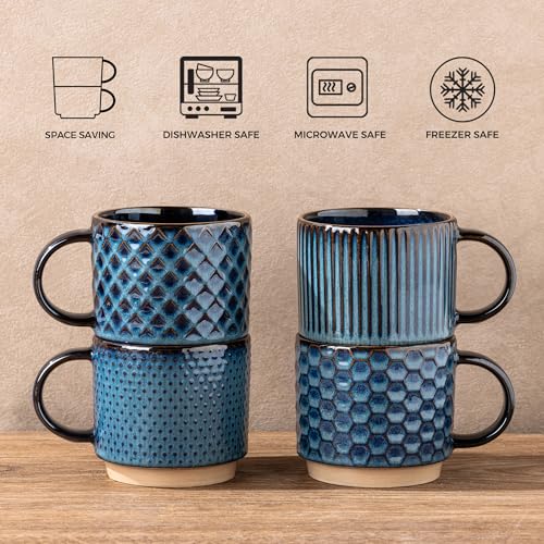 6 OZ Coffee Mugs with Saucer and Stand (Deep Sea / 6 Ounce (With Stand))