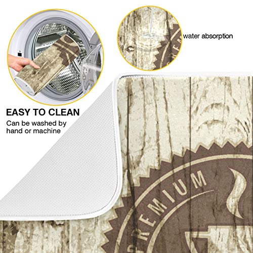 Super Absorbent Dish Drying Mat (Retro Coffee Old Beans Vintage Wood / 18" x 24")