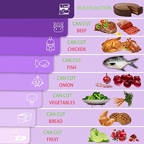 Flexible Plastic Cutting Board Set of 5 Gradient Color (Purple)