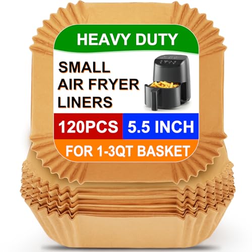 120PCS 5.5in Small Air Fryer Liners for 1 to 3 QT Airfryer (5.5inch (1 to 3 QT)-120pcs-square)