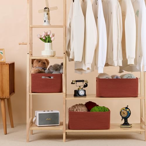 Large Storage Baskets for Organizing (4pcs-L17×W13×H7.5" / Oxide Red)