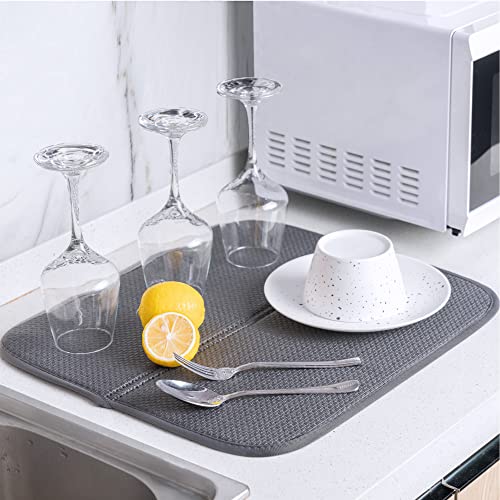 Dish Drying Mats 2 Pack (16''X18'' / 2 Pack Grey)