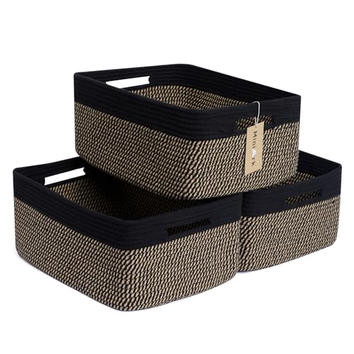Large Storage Baskets for Shelves (3pcs-L17×W13×H7.5" / Woven Brown)