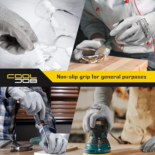 12 Pairs A2 PU Cut Resistant Safety Work Gloves with Grip (12 Count)