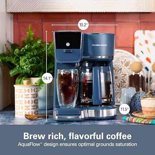 2 Way Drip Coffee Maker & Single Serve Coffee Machine (12 Cup / Kitchen Makeover Blue)