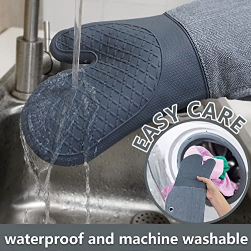 Professional Microwave Silicone Oven Mitts one Pair (Oven mitts / Gray Oven Mitts)