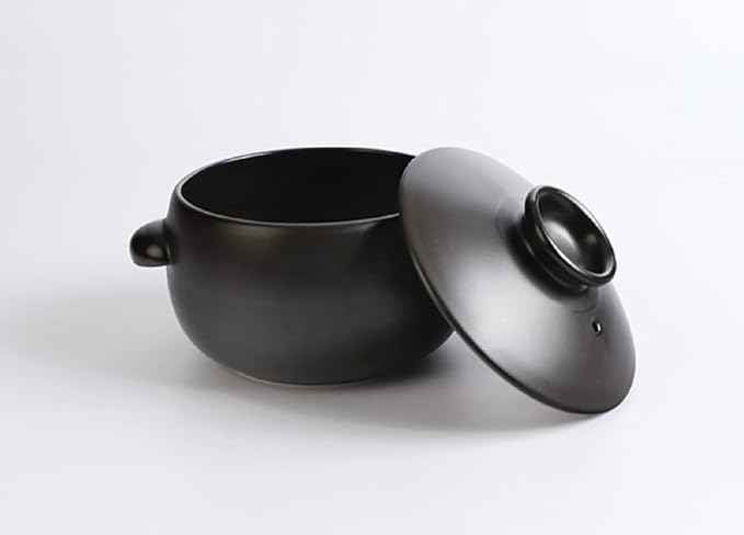 Korean Earthenware Pot Ttukbaegi, Ceramic Clay Cooking Pot Petalite Casserole, Heat Resistant Ceramic Pot, Zero-Crack Stone Bowl Stockpot Soup Cookware (Mini)