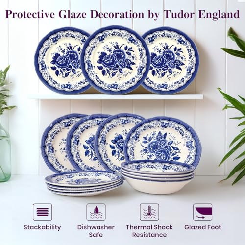 12 Piece Porcelain Dinnerware Set for 4 (12 / Victoria Blue)