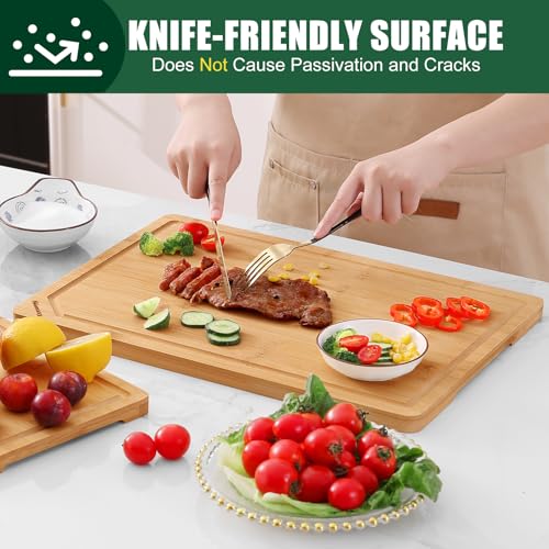 Organic Bamboo Cutting Boards Set for Kitchen Set of 2 (Natural / Set of 2)