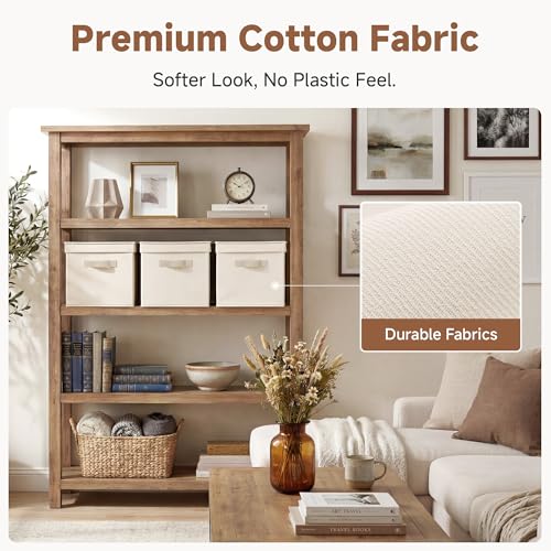 Fabric Storage Bins with Lids (Cream White / Jumbo)