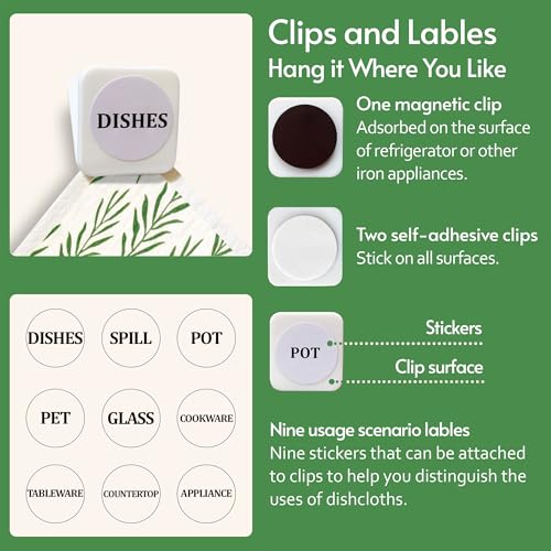 Swedish Dishcloths for Kitchen (Green Leaves)